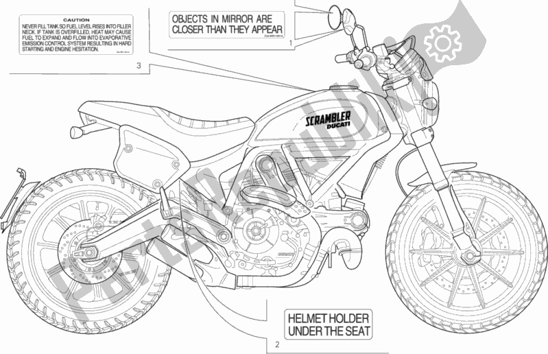 Alle onderdelen voor de Posizionamento Targhette van de Ducati Scrambler Flat Track PRO USA 803 2016